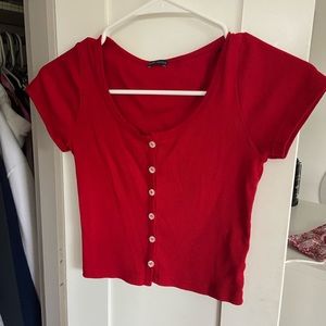 Brandy Melville Red cropped button up